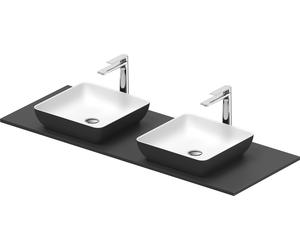 Duravit Sivida double lavabo Set carré in onsole 1350x500x123mm, 268021FI00, Couleur: Plan de toilette intérieur : Blanc satiné, extérieur : gris foncé mat ; console : Gris foncé