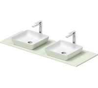 Duravit Sivida double lavabo Set carré incl. console 1350x500x123mm, 268021FH00, Couleur: Plan de toilette intérieur : Blanc satiné, extérieur : vert pâle mat ; console : Vert pâle