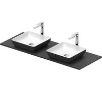 Duravit Sivida double lavabo Set carré incl. console 1350x500x123mm, 268021FI00, Couleur: Plan de toilette intérieur : Blanc satiné, extérieur : gris foncé mat ; console : Gris foncé