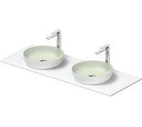 Duravit Sivida double lavabo Set rond incl. console 1350x500x123mm, 268016FG00, Couleur: Plan de toilette Intérieur : Vert pâle mat, extérieur : blanc satiné ; console : Blanc