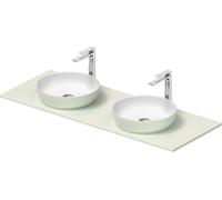 Duravit Sivida double lavabo Set rond incl. console 1350x500x123mm, 268016FH00, Couleur: Plan de toilette intérieur : Blanc satiné, extérieur : vert pâle mat ; console : Vert pâle