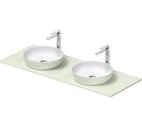 Duravit Sivida double lavabo Set rond incl. console 1350x500x123mm, 268016FH00, Couleur: Plan de toilette intérieur : Blanc satiné, extérieur : vert pâle mat ; console : Vert pâle