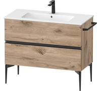 Duravit Sivida Meuble sous-lavabo, 2 tiroirs, poignée encastrée noir diamant mat, 1010x477x591mm, pour ME by Starck, SV46450BD550000, Couleur: Chêne marbré