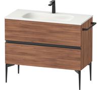 Duravit Sivida Meuble sous-lavabo, 2 tiroirs, poignée encastrée noir diamant mat, 1010x477x592mm, pour Sivida, SV46520BD790000, Couleur: Noyer mat