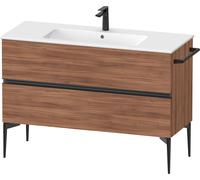 Duravit Sivida Meuble sous-lavabo, 2 tiroirs, poignée encastrée noir diamant mat, 1210x477x591mm, pour ME by Starck, SV46460BD790000, Couleur: Noyer mat