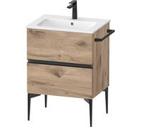 Duravit Sivida Meuble sous-lavabo, 2 tiroirs, poignée encastrée noir diamant mat, 610x477x591mm, pour ME by Starck, SV46430BD550000, Couleur: Chêne marbré