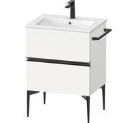 Duravit Sivida Meuble sous-lavabo, 2 tiroirs, poignée encastrée noir diamant mat, 610x477x591mm, pour ME by Starck, SV46430BD180000, Couleur: Blanc Mat