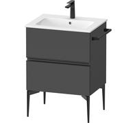 Duravit Sivida Meuble sous-lavabo, 2 tiroirs, poignée encastrée noir diamant mat, 610x477x591mm, pour ME by Starck, SV46430BD490000, Couleur: Graphite mat