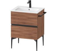 Duravit Sivida Meuble sous-lavabo, 2 tiroirs, poignée encastrée noir diamant mat, 610x477x591mm, pour ME by Starck, SV46430BD790000, Couleur: Noyer mat