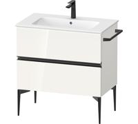 Duravit Sivida Meuble sous-lavabo, 2 tiroirs, poignée encastrée noir diamant mat, 810x477x591mm, pour ME by Starck, SV46440BD220000, Couleur: Blanc brillant