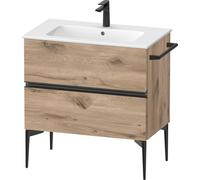 Duravit Sivida Meuble sous-lavabo, 2 tiroirs, poignée encastrée noir diamant mat, 810x477x591mm, pour ME by Starck, SV46440BD550000, Couleur: Chêne marbré
