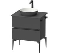 Duravit Sivida Meuble sous-lavabo sur console, 2 tiroirs, poignée noire diamantée mate, 645x475x548mm, SV46570BD490000, Couleur: Graphite mat
