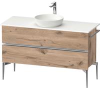 Duravit Sivida Meuble sous-lavabo sur console, 2 tiroirs, poignée profilée chromée, 1245x475x548mm, SV4660010550000, Couleur: ChÃªne marbrÃ©
