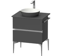 Duravit Sivida Meuble sous-lavabo sur console, 2 tiroirs, poignée profilée chromée, 645x475x548mm, SV4657010490000, Couleur: Graphite mat