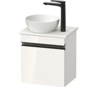Duravit Sivida Meuble sous-lavabo sur console, charnières à gauche, poignée-barre noir diamant mat, 400x325x440mm, SV4656LBD220000, Couleur: Blanc brillant