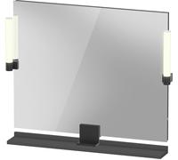 Duravit Sivida miroir, noir diamant mat, 850x36x650mm, éclairage à poser, interrupteur à détecteur, raccordement au réseau, SV74220BD490000, Couleur: Graphite mat