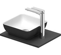 Duravit Sivida Set lavabos rectangulaires incl. console 410x330x123mm, 268023FI00, Couleur: Plan de toilette intérieur : Blanc satiné, extérieur : gris foncé mat ; console : Gris foncé