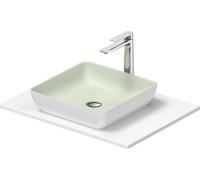Duravit Sivida Set lavabos rectangulaires incl. console 680x500x123mm, 268017FG00, Couleur: Plan de toilette Intérieur : Vert pâle mat, extérieur : blanc satiné ; console : Blanc