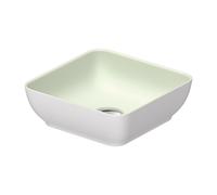 Duravit Sivida vasque à poser rectangulaire, 300x300mm, sans trou pour robinet, sans trop-plein, 266003FG00, Couleur: Couleur intérieure vert pâle mat, couleur extérieure blanc satiné