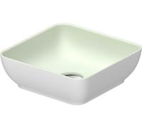Duravit Sivida vasque à poser rectangulaire, 300x300mm, sans trou pour robinet, sans trop-plein, 266003FG00, Couleur: Couleur intérieure vert pâle mat, couleur extérieure blanc satiné