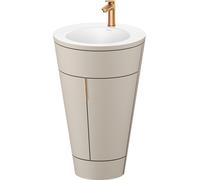 Duravit Starck 1 c-bonded Ensemble au sol, rond, 560x864x605mm, lavabo blanc satiné, poignée bronze, S19512O04600000, Couleur: Laque mate taupe soie