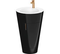 Duravit Starck 1 c-bonded Ensemble au sol, rond, 560x864x605mm, lavabo blanc satiné, poignée bronze, S19512O04400000, Couleur: Laque noire brillante