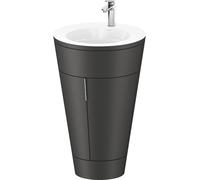 Duravit Starck 1 c-bonded Ensemble au sol, rond, 560x864x605mm, lavabo blanc ultra-brillant, poignée chrome, S19513O10580000, Couleur: Peinture graphite satiné