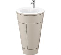 Duravit Starck 1 c-bonded Ensemble au sol, rond, 560x864x605mm, lavabo blanc ultra-brillant, poignée chrome, S19513O10600000, Couleur: Laque mate taupe soie