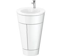Duravit Starck 1 c-bonded Ensemble au sol, rond, 560x864x605mm, lavabo blanc ultra-brillant, poignée chrome, S19513O10850000, Couleur: Laque brillante blanche