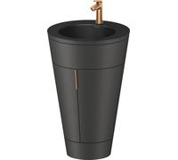 Duravit Starck 1 c-bonded Ensemble au sol, rond, 560x864x605mm, lavabo noir mat, poignée bronze, S19514O04580000, Couleur: Peinture graphite satiné