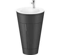 Duravit Starck 1 c-bonded Ensemble au sol, rond, 560x864x605mm, lavabos blanc satiné, poignée chrome, S19512O10580000, Couleur: Peinture graphite satiné