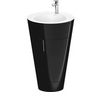 Duravit Starck 1 c-bonded Ensemble au sol, rond, 560x864x605mm, lavabos blanc satiné, poignée chrome, S19512O10400000, Couleur: Laque noire brillante