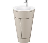 Duravit Starck 1 c-bonded Ensemble au sol, rond, 560x864x605mm, lavabos blanc satiné, poignée chrome, S19512O10600000, Couleur: Laque mate taupe soie