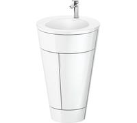 Duravit Starck 1 c-bonded Ensemble au sol, rond, 560x864x605mm, lavabos blanc satiné, poignée chrome, S19512O10850000, Couleur: Laque brillante blanche