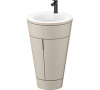 Duravit Starck 1 c-bonded Ensemble au sol, rond, 560x864x605mm, lavabos blanc ultra-brillant, poignée noir diamant, S19513OBD600000, Couleur: Laque mate taupe soie