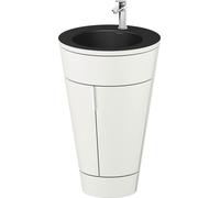 Duravit Starck 1 c-bonded Ensemble au sol, rond, 560x864x605mm, lavabos noir mat, poignée chrome, S19514O10360000, Couleur: Laque mate en soie blanche