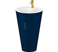 Duravit Starck 1 ,c-bonded set S19512O34980010 poignée dorée, Céramique Weiß Matt , éclairage intérieur, sur pied bleu nuit satiné mat, 864 x 560 x 605 mm