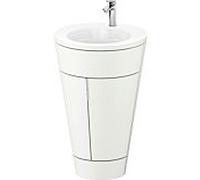 Duravit Starck 1 c-bonded Ensemble au sol, rond, 560x864x605mm, lavabo blanc ultra-brillant, poignée chrome, S19513O10360000, Couleur: Laque mate en soie blanche