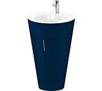 Duravit Starck 1 ,c-bonded set S19513O10980010 poignée chromée, Céramique Weiß Matt , éclairage intérieur, sur pied bleu nuit satiné mat, 864 x 560 x 605 mm
