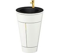 Duravit Starck 1 ,c-bonded set S19514O34360010 poignée dorée, Céramique noir mat, éclairage intérieur, sur pied, blanc satiné mat, 864 x 560 x 605 mm
