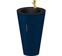 Duravit Starck 1, set c-bonded S19514O34980010 poignée or, céramique noir mat, éclairage intérieur, sur pied, bleu nuit satiné mat, 864 x 560 x 605 mm