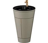 Duravit Starck 1 ,c-bonded set S19515O04920010 poignée bronze, Céramique noir mat, éclairage intérieur, sur pied, gris pierre satiné mat, 864 x 560 x 605 mm
