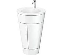 Duravit Starck 1 c-bonded Ensemble au sol, rond, 560x864x605mm, lavabos blanc satiné, poignée chrome, S19512O10850000, Couleur: Laque brillante blanche