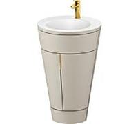 Duravit Starck 1, set c-bonded S19512O34600000 poignée or, céramique blanc mat, sur pied, taupe soie mat, 864 x 560 x 605 mm