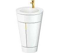 Duravit Starck 1, set c-bonded S19512O34850000 poignée or, céramique blanc mat, sur pied, blanc brillant, 864 x 560 x 605 mm