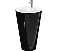Duravit Starck 1, set c-bonded S19512O70400010 poignée acier inoxydable, céramique blanc mat, éclairage intérieur, sur pied, noir brillant, 864 x 560 x 605 mm