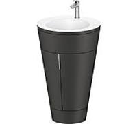 Duravit Starck 1, set c-bonded S19512O70580000 poignée acier inoxydable, céramique blanc mat, sur pied, graphite satiné mat, 864 x 560 x 605 mm