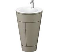 Duravit Starck 1, set c-bonded S19512O70920000 poignée acier inoxydable, céramique blanc mat, sur pied, gris pierre satiné mat, 864 x 560 x 605 mm