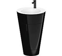 Duravit Starck 1, set c-bonded S19512OBD400010 poignée noir diamant, céramique blanc mat, éclairage intérieur, sur pied noir brillant, 864 x 560 x 605 mm
