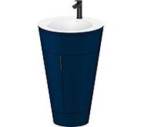 Duravit Starck 1 , set c-bonded S19512OBD980010 poignée diamant noir, Céramique Weiß Matt , éclairage intérieur, sur pied bleu nuit satiné mat, 864 x 560 x 605 mm